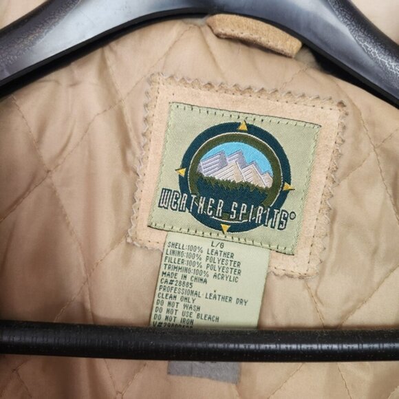 Vintage 90s Suede Fur Brown Beige Coat Jacket 1990 Bohemian Western Boho winter - Picture 8 of 16